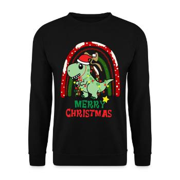 Dinosaure de Noël Kawaii - Sweat-shirt Unisexe - noir - Devant - Alina (178cm) & Michal (187cm)