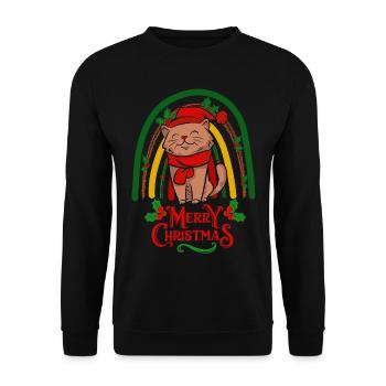 Weihnachten süße Katze kawaii - Unisex Pullover - Schwarz - Vorne - Alina (178cm) & Michal (187cm)