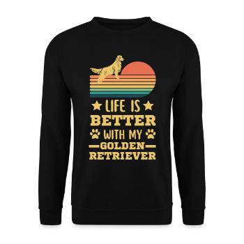 Golden Retriever Chien Rétro Vintage - Sweat-shirt Unisexe - noir - Devant - Alina (178cm) & Michal (187cm)