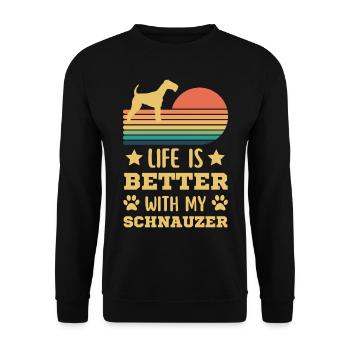 Legendärer Schnauzer Vintage Retro - Unisex Pullover - Schwarz - Vorne - Alina (178cm) & Michal (187cm)