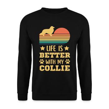 Legendärer Collie Vintage Retro - Unisex Pullover - Schwarz - Vorne - Alina (178cm) & Michal (187cm)