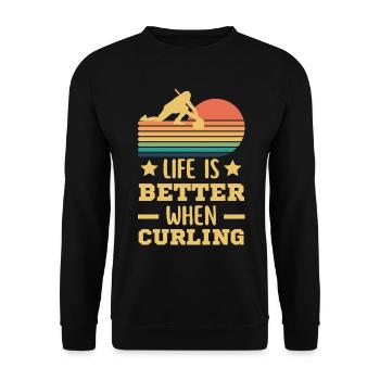 Curling retro vintage - Unisex Pullover - Schwarz - Vorne - Alina (178cm) & Michal (187cm)