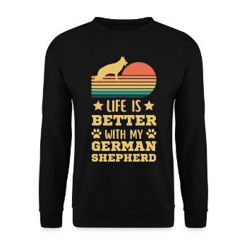 Legendary German Shepherd Vintage Retro - Unisex Sweatshirt - black - Front - Alina (178cm) & Michal (187cm)