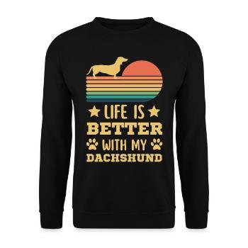 Dackel Teckel Teckel Rétro Vintage Style - Sweat-shirt Unisexe - noir - Devant - Alina (178cm) & Michal (187cm)