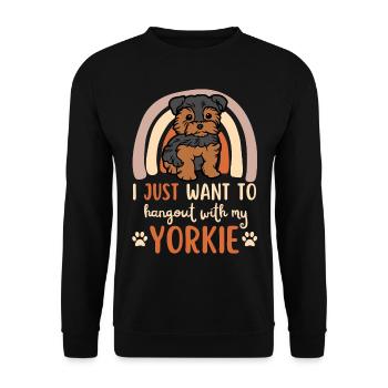 Süßer Yorkshire Terrier Liebhaber Kawaii - Unisex Pullover - Schwarz - Vorne - Alina (178cm) & Michal (187cm)