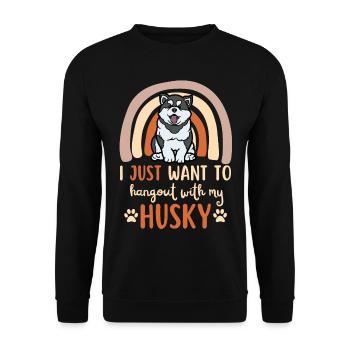 Cute Husky puppy Kawaii - Unisex Sweatshirt - black - Front - Alina (178cm) & Michal (187cm)