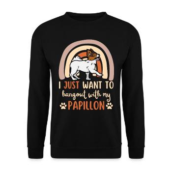 Mignon Papillon Chien Kawaii - Sweat-shirt Unisexe - noir - Devant - Alina (178cm) & Michal (187cm)