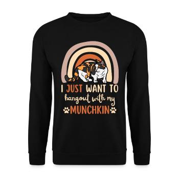 Süße Munchkin Katze - Unisex Pullover - Schwarz - Vorne - Alina (178cm) & Michal (187cm)