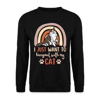 Süße Norwegische Waldkatze - Unisex Pullover - Schwarz - Vorne - Alina (178cm) & Michal (187cm)