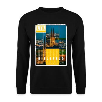 Bielefeld Deutschland Stadt Skyline Heimat Liebe - Unisex Pullover - Schwarz - Vorne - Alina (178cm) & Michal (187cm)