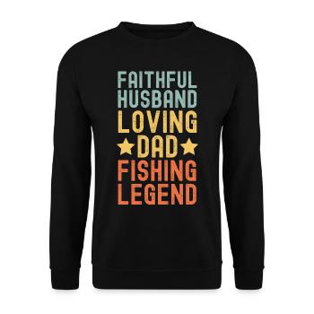 Husband Father Papa Legendary Angler Fishing Legend - Unisex Sweatshirt - black - Front - Alina (178cm) & Michal (187cm)