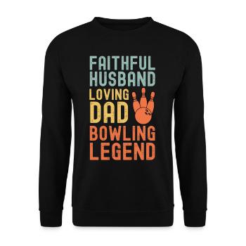 Ehemann Vater Bowling Legende Retro Vintage - Unisex Pullover - Schwarz - Vorne - Alina (178cm) & Michal (187cm)