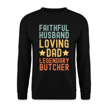 Ehemann Vater Legendärer Metzger retro vintage - Unisex Pullover - Schwarz - Vorne - Alina (178cm) & Michal (187cm)