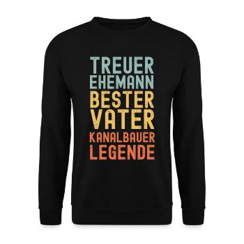 Ehemann Vater Kanalbauer Legende Retro Vintage - Unisex Pullover - Schwarz - Vorne - Alina (178cm) & Michal (187cm)