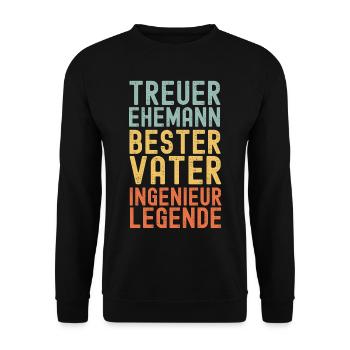 Ehemann Vater Legendärer Ingenieur - Unisex Pullover - Schwarz - Vorne - Alina (178cm) & Michal (187cm)
