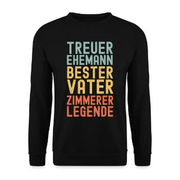 Ehemann Vater Zimmerer Legende Retro Vintage - Unisex Pullover - Schwarz - Vorne - Alina (178cm) & Michal (187cm)