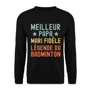 Mari Père Badminton Légende Rétro Vintage - Sweat-shirt Unisexe - noir - Devant - Alina (178cm) & Michal (187cm)