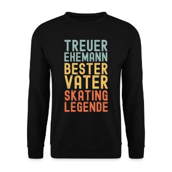 Ehemann Vater Skater Legende Retro Skateboard - Unisex Pullover - Schwarz - Vorne - Alina (178cm) & Michal (187cm)