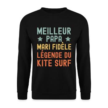 Mari Père Kitesurf Légende Rétro Vintage - Sweat-shirt Unisexe - noir - Devant - Alina (178cm) & Michal (187cm)