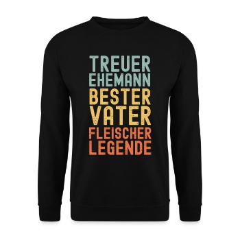 Ehemann Vater Legendärer Fleischer retro vintage - Unisex Pullover - Schwarz - Vorne - Alina (178cm) & Michal (187cm)