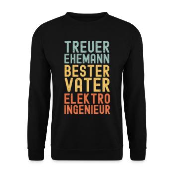 Ehemann Vater Elektroingenieur Retro Vintage - Unisex Pullover - Schwarz - Vorne - Alina (178cm) & Michal (187cm)