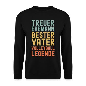 Ehemann Vater Volleyball Legende Retro Vintage - Unisex Pullover - Schwarz - Vorne - Alina (178cm) & Michal (187cm)