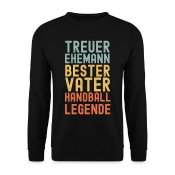 Ehemann Vater Handball Legende Retro Vintage - Unisex Pullover - Schwarz - Vorne - Alina (178cm) & Michal (187cm)