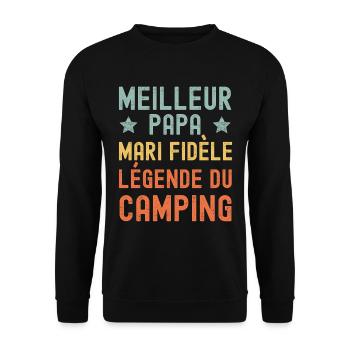 Mari Père Camping Légende Rétro Vintage - Sweat-shirt Unisexe - noir - Devant - Alina (178cm) & Michal (187cm)