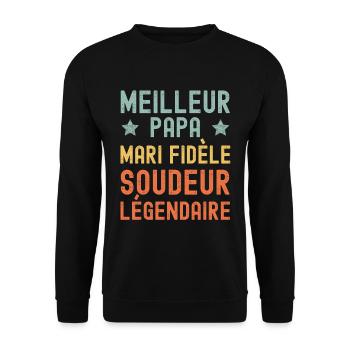 Mari Père Soudeur Légendaire rétro vintage - Sweat-shirt Unisexe - noir - Devant - Alina (178cm) & Michal (187cm)