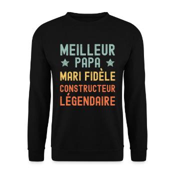 Mari Père Constructeur Légendaire retro vintage - Sweat-shirt Unisexe - noir - Devant - Alina (178cm) & Michal (187cm)