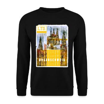 Braunschweig Deutschland Stadt Skyline Heimat - Unisex Pullover - Schwarz - Vorne - Alina (178cm) & Michal (187cm)