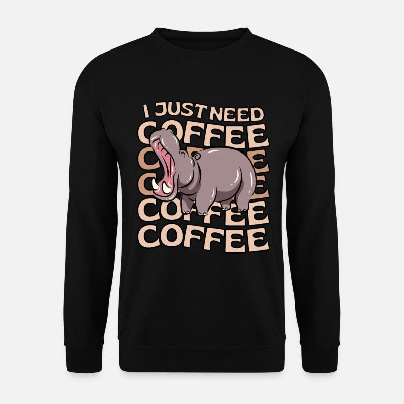 Nilpferd Kaffee Flusspferd Cafe Hippopotamus - Unisex Pullover - Schwarz
