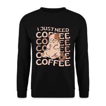 Café chat kawaii Cat Cafe - Sweat-shirt Unisexe - noir - Devant - Alina (178cm) & Michal (187cm)