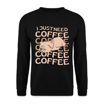 Bulldogge Kaffee Cafe kawaii - Unisex Pullover - Schwarz - Vorne - Alina (178cm) & Michal (187cm)
