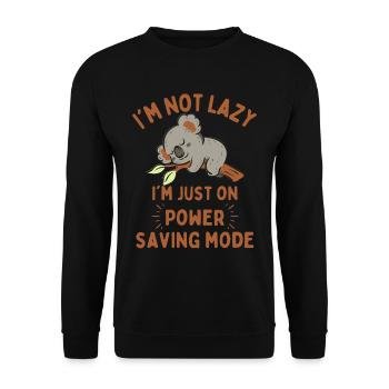 Koala lustiger Spruch Power saving mode - Unisex Pullover - Schwarz - Vorne - Alina (178cm) & Michal (187cm)