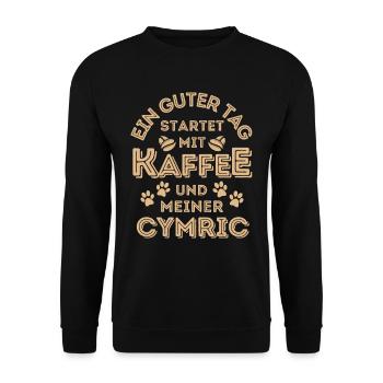 Cymric Katze Kaffee Cafe - Unisex Pullover - Schwarz - Vorne - Alina (178cm) & Michal (187cm)