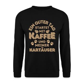Kartäuser Katze Kaffee Cafe - Unisex Pullover - Schwarz - Vorne - Alina (178cm) & Michal (187cm)