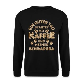 Singapura Katze Kaffee Cafe - Unisex Pullover - Schwarz - Vorne - Alina (178cm) & Michal (187cm)