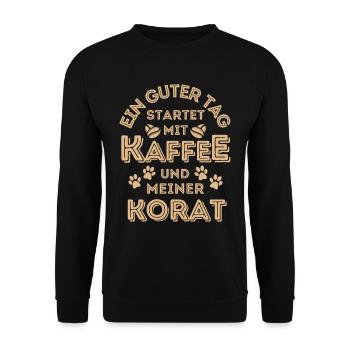 Korat Katze Kaffee Cafe - Unisex Pullover - Schwarz - Vorne - Alina (178cm) & Michal (187cm)