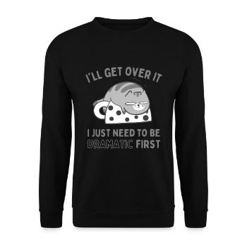 Faule Katze lustiger Spruch - Unisex Pullover - Schwarz - Vorne - Alina (178cm) & Michal (187cm)