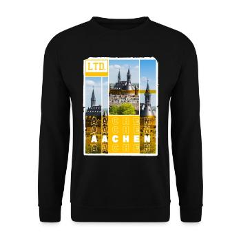 Aachen Germany City Skyline Home Love - Unisex Sweatshirt - black - Front - Alina (178cm) & Michal (187cm)