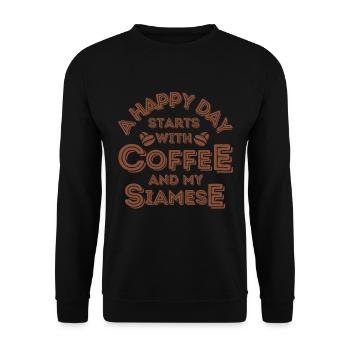 Siam Katze Kaffee Cafe - Unisex Pullover - Schwarz - Vorne - Alina (178cm) & Michal (187cm)
