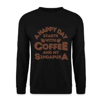 Singapura Cat Coffee Cafe - Unisex Sweatshirt - black - Front - Alina (178cm) & Michal (187cm)