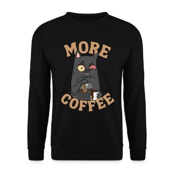 Kaffee Katze lustiger Spruch Müde Katze Kaffee - Unisex Pullover - Schwarz - Vorne - Alina (178cm) & Michal (187cm)
