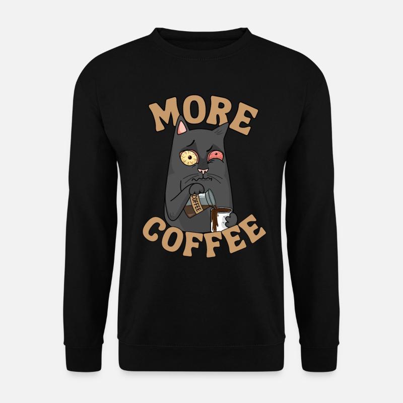 Kaffee Katze lustiger Spruch Müde Katze Kaffee - Unisex Pullover - Schwarz