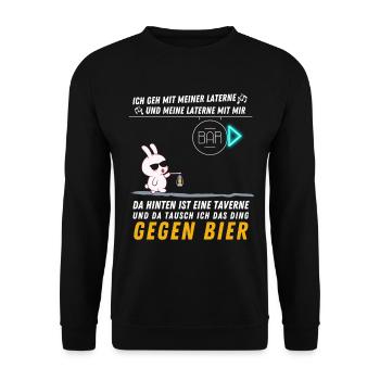 Ich geh mit meiner Laterne und meine Laterne mit - Unisex Pullover - Schwarz - Vorne - Alina (178cm) & Michal (187cm)
