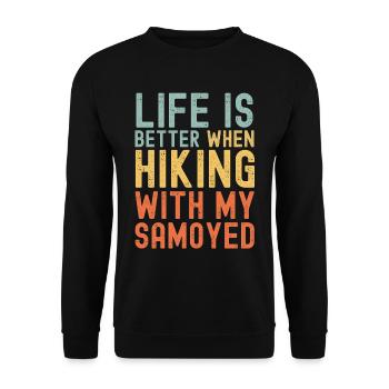 Samojeden Wanderhund retro - Unisex Pullover - Schwarz - Vorne - Alina (178cm) & Michal (187cm)