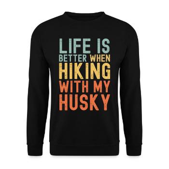 Husky Wanderhund retro - Unisex Pullover - Schwarz - Vorne - Alina (178cm) & Michal (187cm)