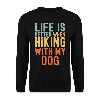 Hund Wanderhund retro - Unisex Pullover - Schwarz - Vorne - Alina (178cm) & Michal (187cm)
