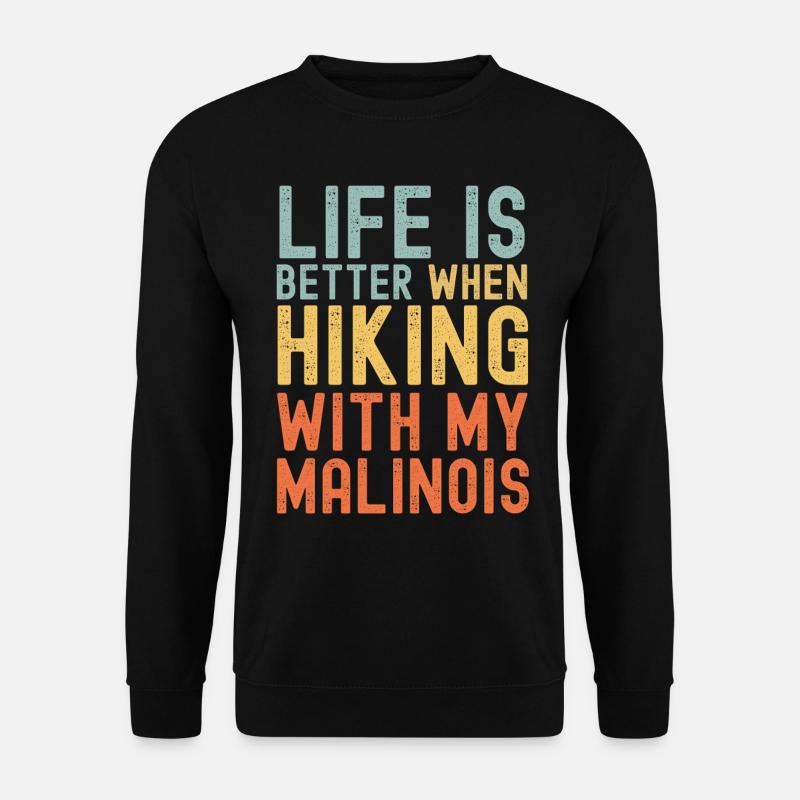 Malinois Hiking dog retro - Unisex Sweatshirt - black